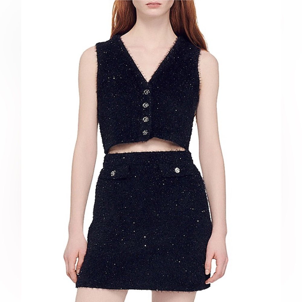 NWT Sandro Malmaison Sequined Tweed Skirt - Picture 13 of 14